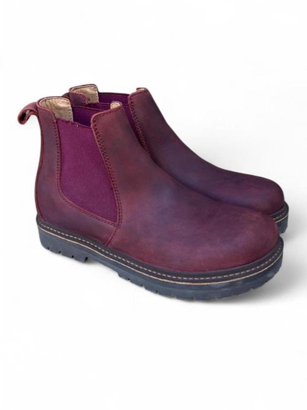 Birkenstock Stalon Chelsea Boots Burgundy Nubuck Leather EU 37 Womens 6 Regular